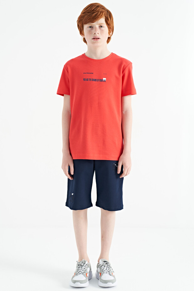 Coral Baskı Detaylı O Yaka Standart Kalıp Erkek Çocuk T-Shirt - 11117 - 2