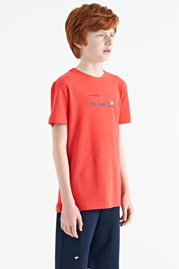 Coral Baskı Detaylı O Yaka Standart Kalıp Erkek Çocuk T-Shirt - 11117 - 6