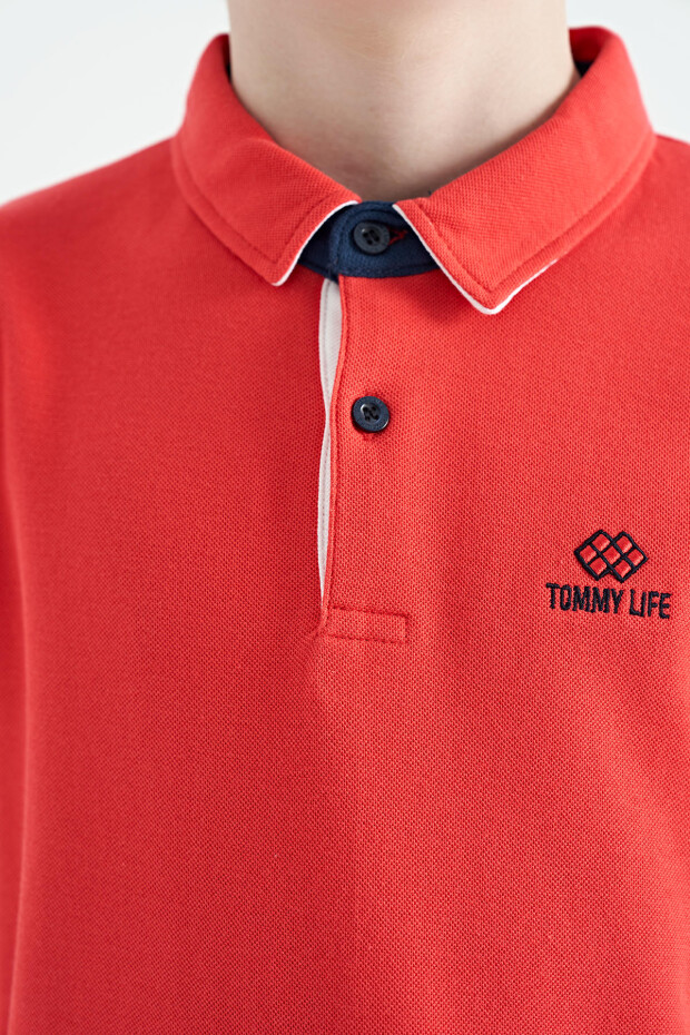Coral Logo Nakışlı Standart Kalıp Polo Yaka Erkek Çocuk T-Shirt - 11083