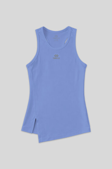 Eflatun Yırtmaç Detaylı O Yaka Sıfır Kollu Standart Kalıp Kadın Spor Atlet - 97256 