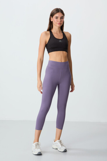 Eflatun Yüksek Bel Slim Fit Dar Paça Kadın Kapri Tayt - 93097 