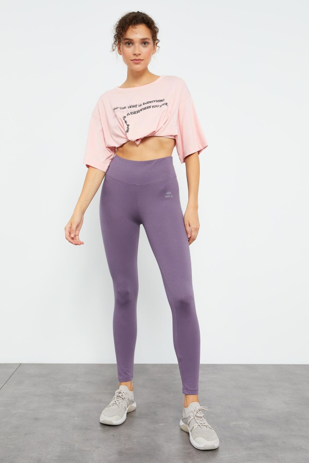 Eflatun Yüksek Bel Toparlayıcı Slim Fit Dar Paça Kadın Tayt - 94011 - 3