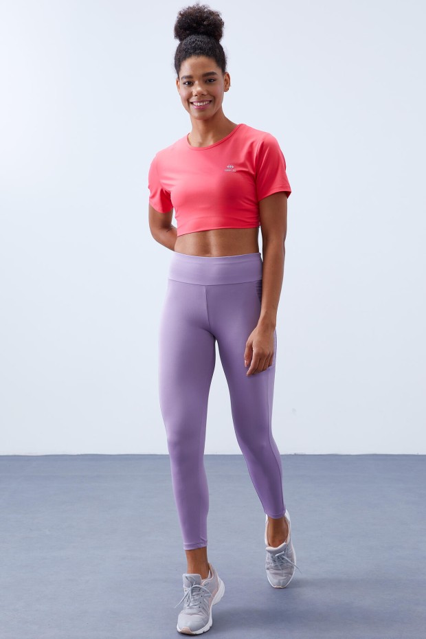 Eflatun Yüksek Bel Toparlayıcı Slim Fit Dar Paça Kadın Tayt - 94568 - 3