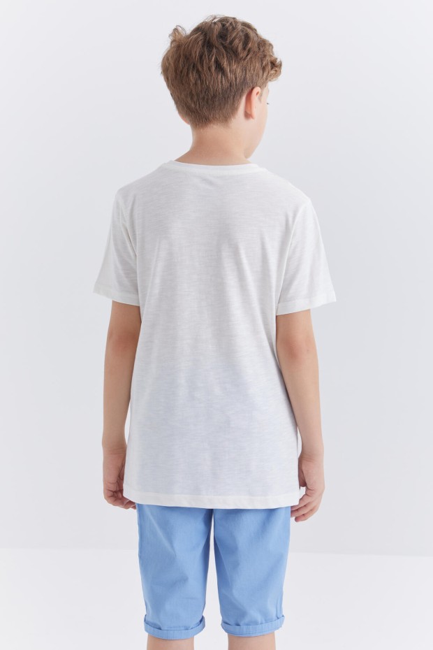 Ekru Air Baskılı O Yaka Kısa Kol Erkek Çocuk T-Shirt - 10852