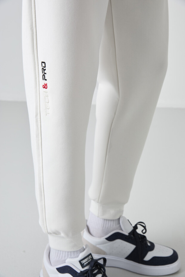 Ekru Bağcıklı Dar Paça Erkek Eşofman Alt - 84999 - 5