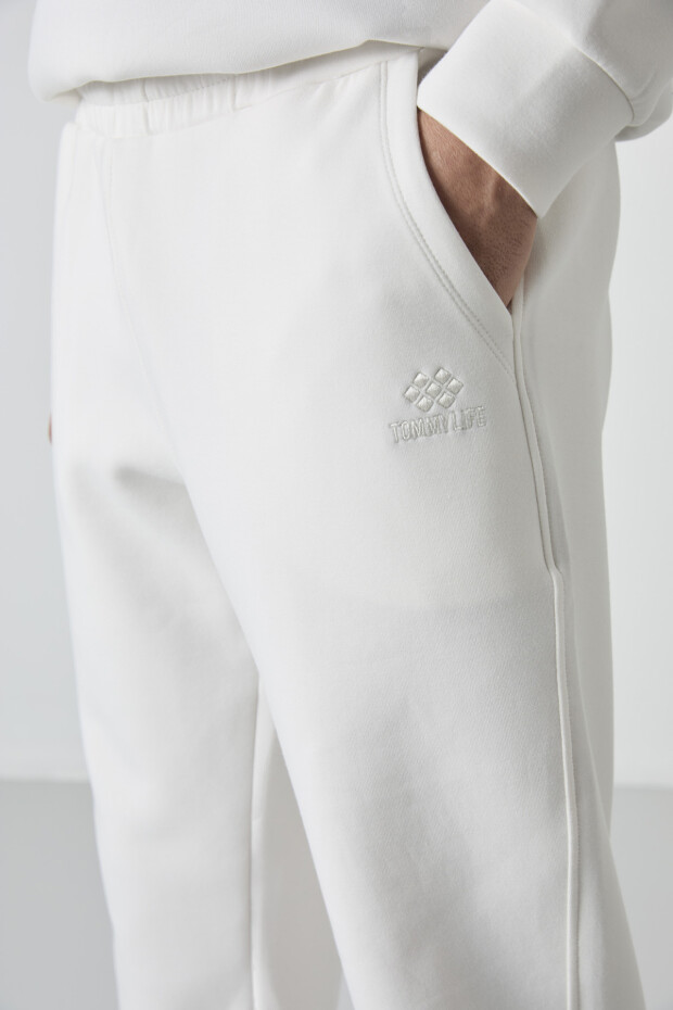 Ekru Bağcıklı Dar Paça Erkek Eşofman Alt - 84999 - 3