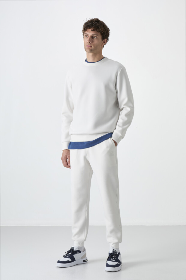 Ekru Bağcıklı Dar Paça Erkek Eşofman Alt - 84999 - 8