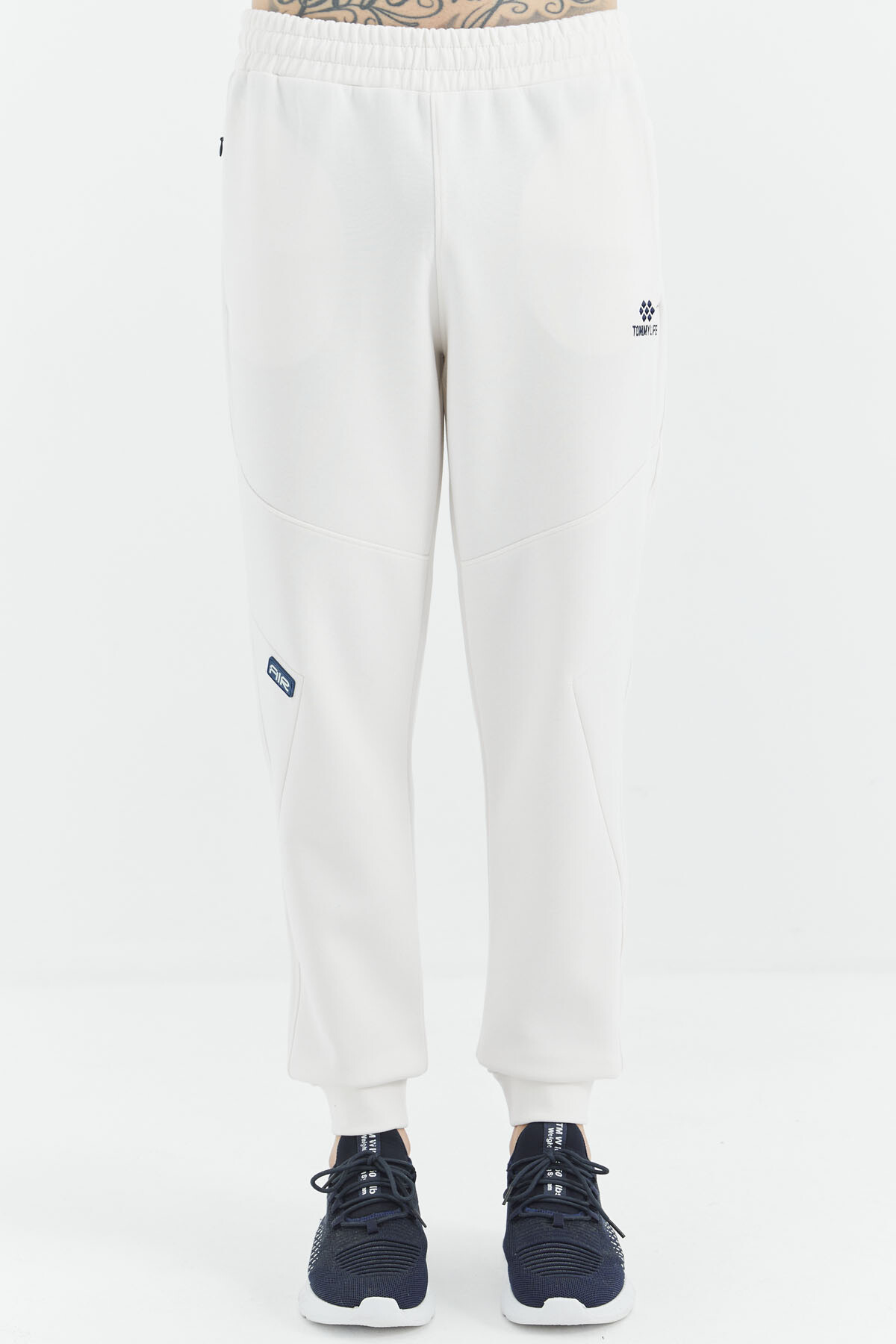 Ekru Bağcıklı Şerit Detaylı Rahat Kalıp Erkek Eşofman Alt - 82100 - TOMMYLIFE