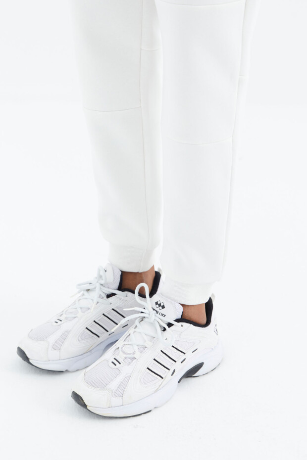 Ekru Bağcıklı Şerit Detaylı Rahat Kalıp Erkek Eşofman Alt - 82106 - 7