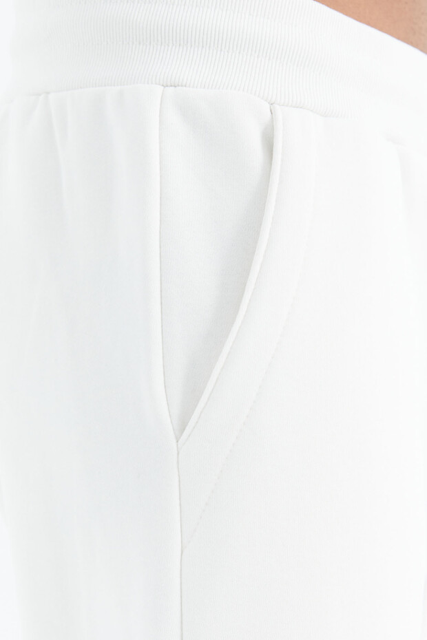 Ekru Bağcıklı Şerit Detaylı Rahat Kalıp Erkek Eşofman Alt - 82106 - 4