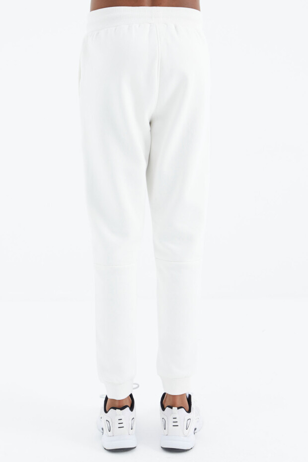 Ekru Bağcıklı Şerit Detaylı Rahat Kalıp Erkek Eşofman Alt - 82106 - 8