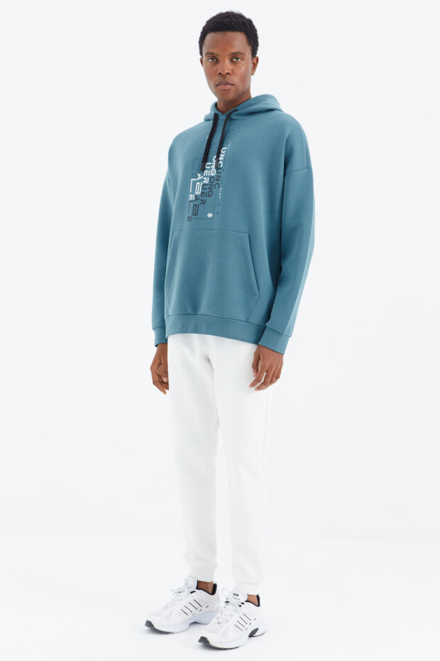 Ekru Bağcıklı Şerit Detaylı Rahat Kalıp Erkek Eşofman Alt - 82106 - 5