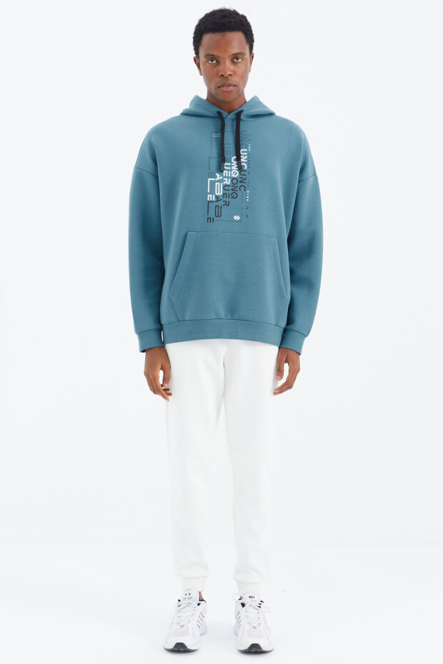 Ekru Bağcıklı Şerit Detaylı Rahat Kalıp Erkek Eşofman Alt - 82106 - 2