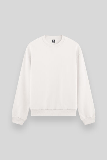 Ekru Basic O Yaka Rahat Form Erkek Sweatshirt - 88053 
