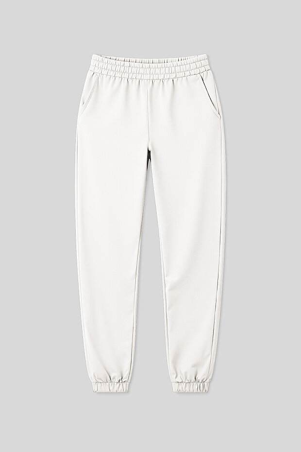 Ekru Cepli Yüksek Bel Rahat Form Lastik Paça Kadın Eşofman Alt - 94583 - 1