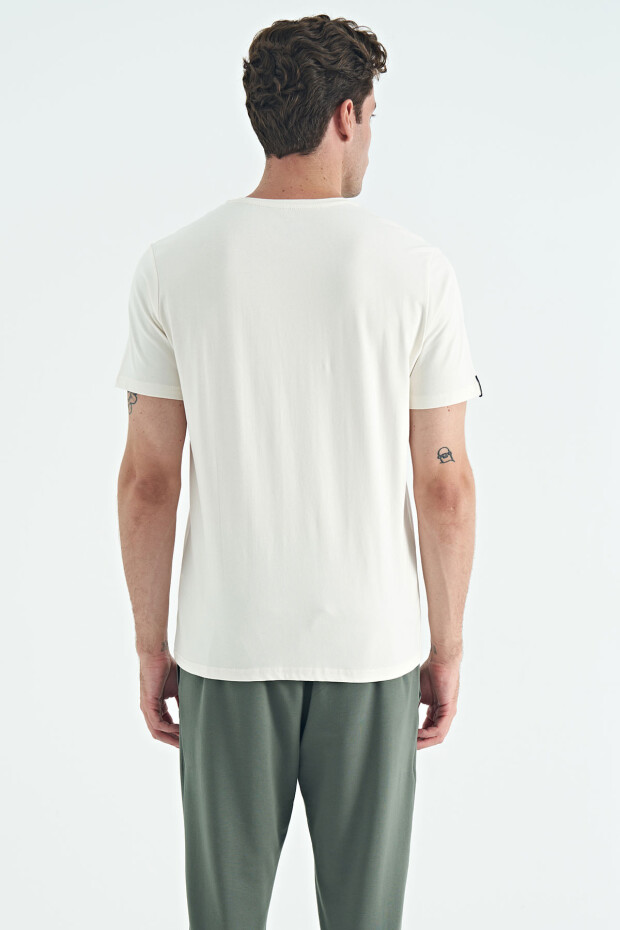 Ekru Erkek Basic Kısa Kol Standart Kalıp O Yaka T-shirt - 87911