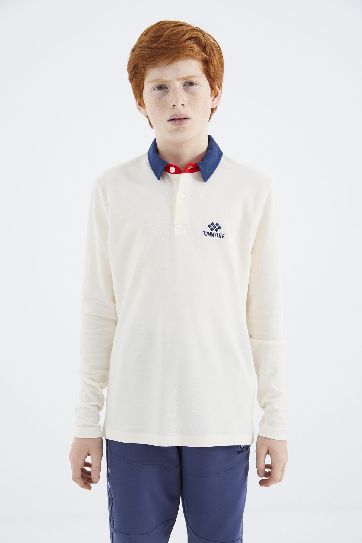 Ekru Polo Yaka Basic Erkek Çocuk T-Shirt - 11171 - TOMMYLIFE (1)