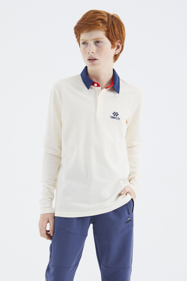 Ekru Polo Yaka Basic Erkek Çocuk T-Shirt - 11171 - 7