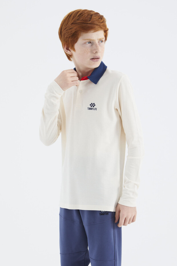 Ekru Polo Yaka Basic Erkek Çocuk T-Shirt - 11171 - 1