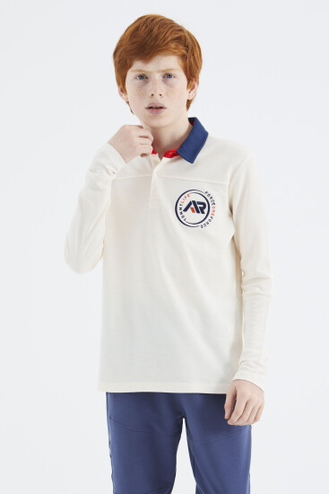 Ekru Polo Yaka Erkek Çocuk T-Shirt - 11172 