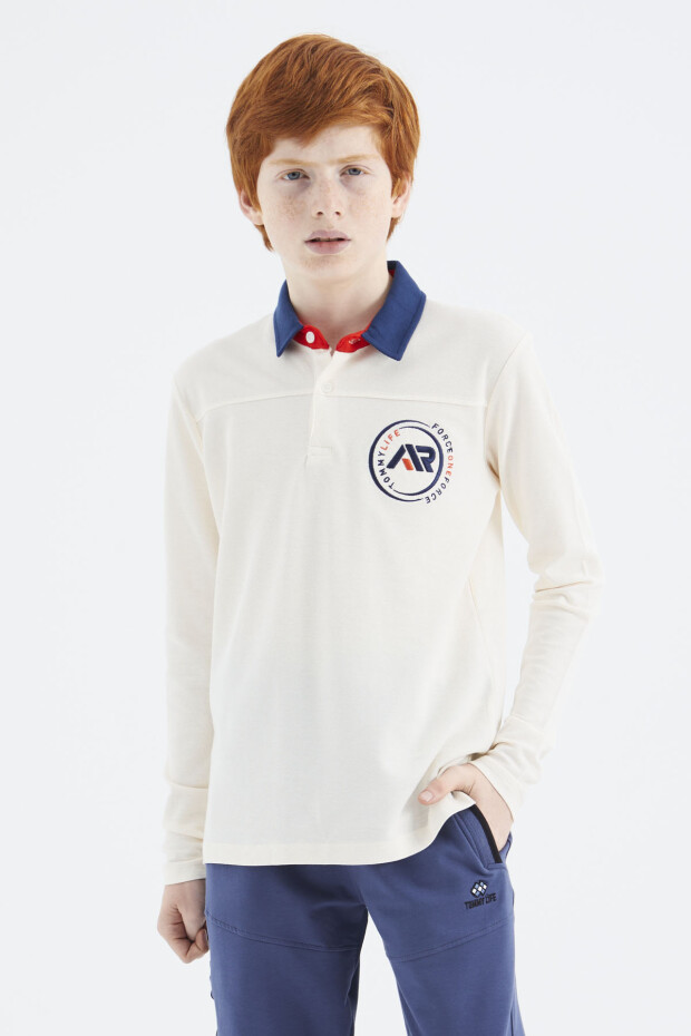 Ekru Polo Yaka Erkek Çocuk T-Shirt - 11172 - 2