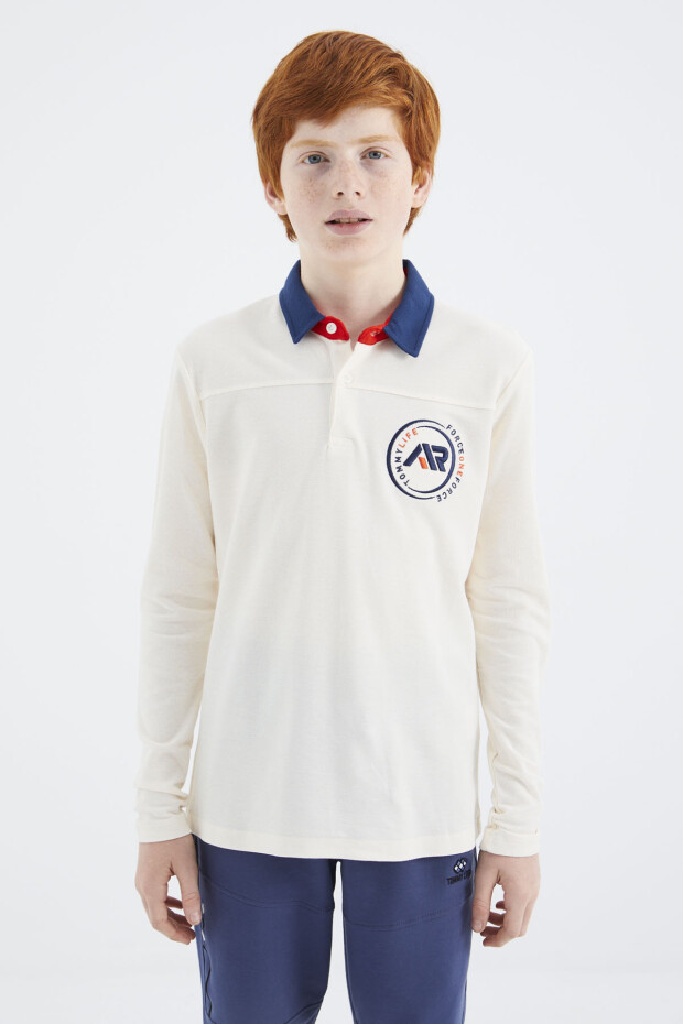 Ekru Polo Yaka Erkek Çocuk T-Shirt - 11172 - 6