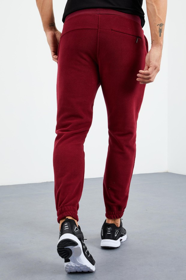 Erguvan Gizli Fermuarlı Rahat Form Lastik Paça Polar Erkek Eşofman Alt - 84866 - 7