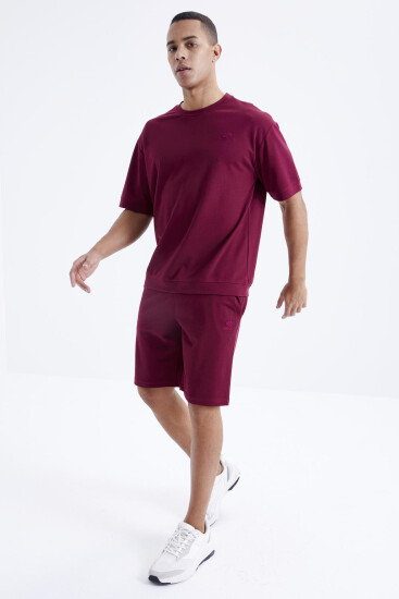 Erguvan O Yaka Oversize Bermuda Erkek Şort Takım - 85164 