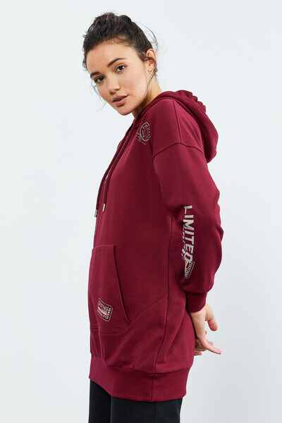 Erguvan Ticket Baskılı Kapüşonlu Kadın Oversize Sweatshirt - 97182
