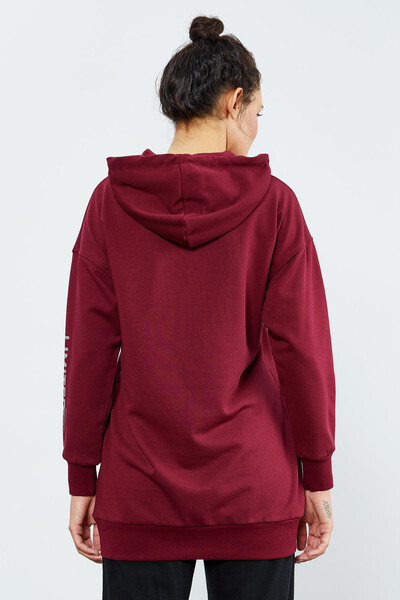 Erguvan Ticket Baskılı Kapüşonlu Kadın Oversize Sweatshirt - 97182