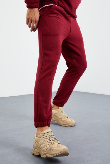 Erguvan Yarım Fermuar Dik Yaka Lastik Paça Polar Erkek Eşofman Takımı - 85159 - TOMMYLIFE (1)