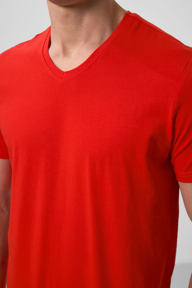 Fiesta Basic Kısa Kol Standart Kalıp V Yaka Erkek T-Shirt - 87912 - 4