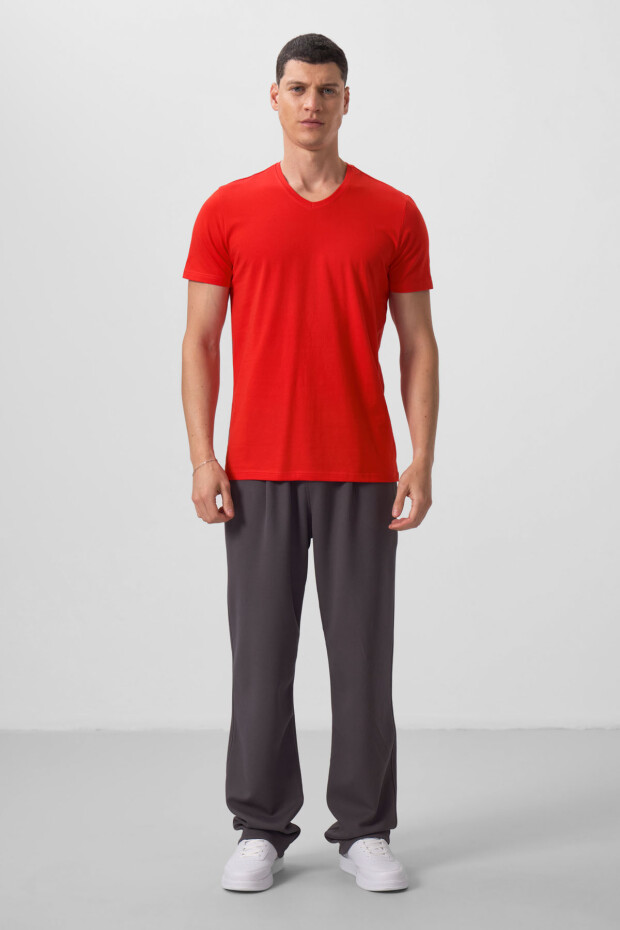 Fiesta Basic Kısa Kol Standart Kalıp V Yaka Erkek T-Shirt - 87912 - 3
