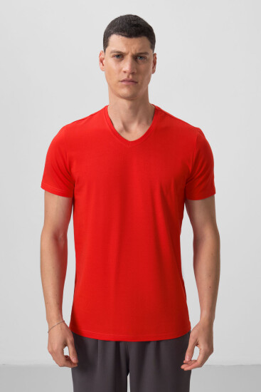 Fiesta Basic Kısa Kol Standart Kalıp V Yaka Erkek T-Shirt - 87912 - TOMMYLIFE (1)