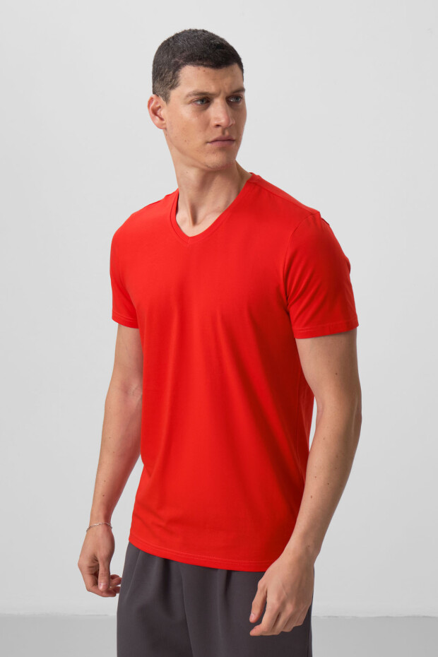 Fiesta Basic Kısa Kol Standart Kalıp V Yaka Erkek T-Shirt - 87912 - 5