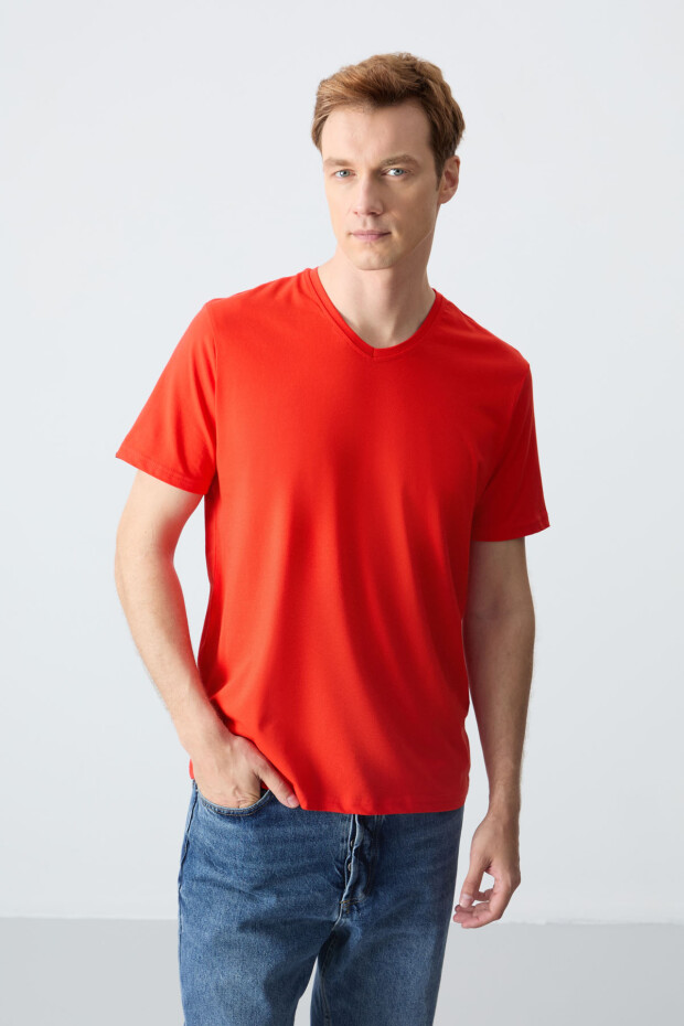 Fiesta Basic Kısa Kol Standart Kalıp V Yaka Erkek T-Shirt - 87912