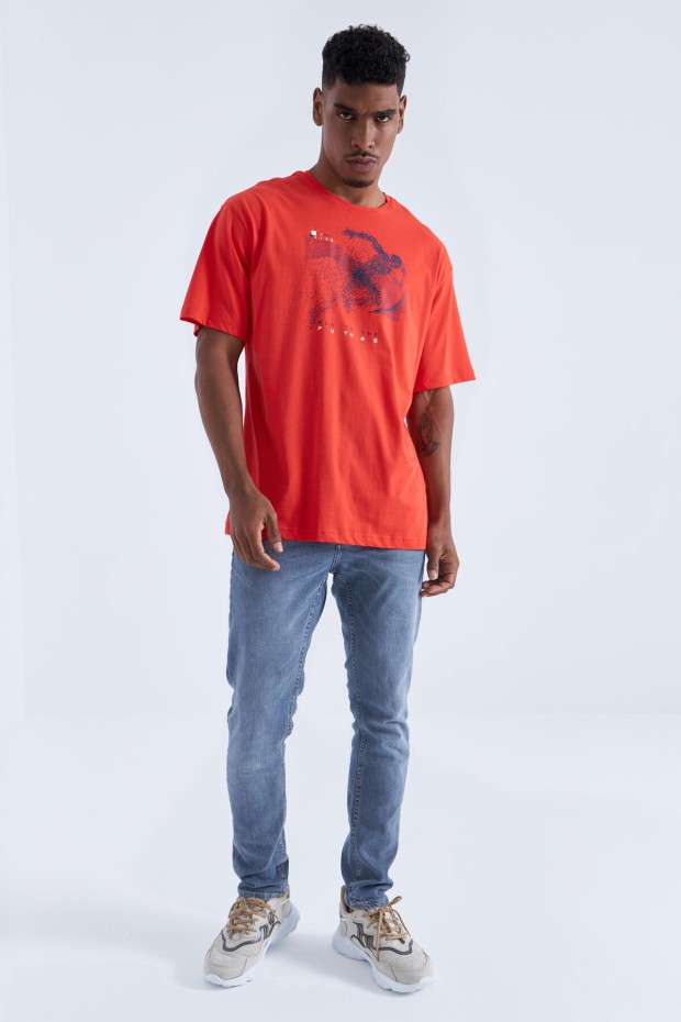 Fiesta Baskı Detaylı O Yaka Erkek Oversize T-Shirt - 88093