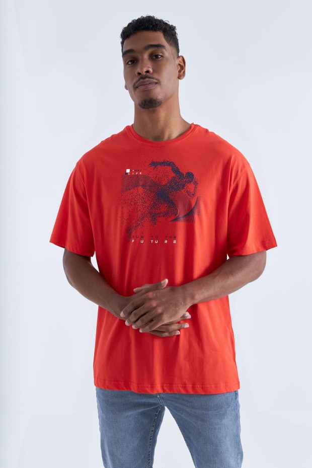 Fiesta Baskı Detaylı O Yaka Erkek Oversize T-Shirt - 88093