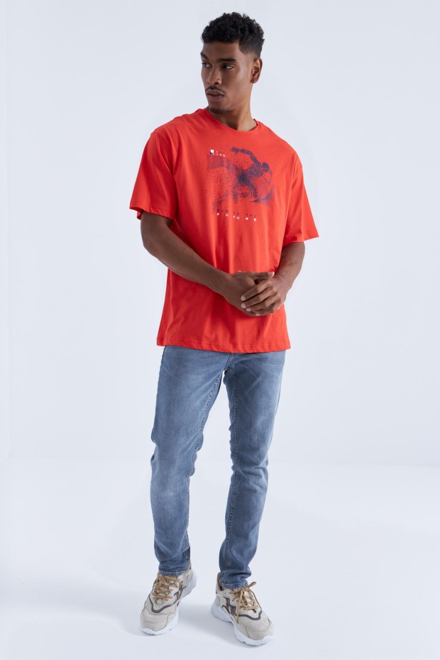 Fiesta Baskı Detaylı O Yaka Erkek Oversize T-Shirt - 88093