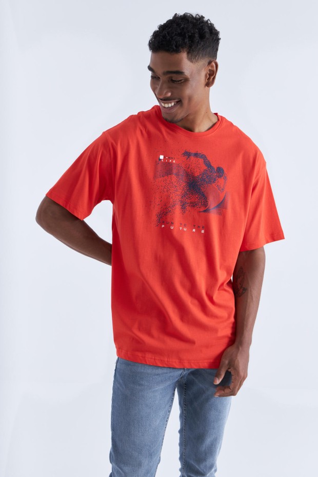 Fiesta Baskı Detaylı O Yaka Erkek Oversize T-Shirt - 88093