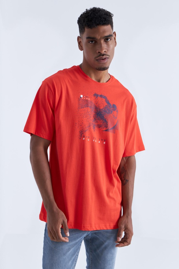 Fiesta Baskı Detaylı O Yaka Erkek Oversize T-Shirt - 88093