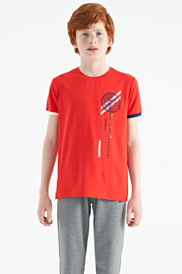 Fiesta Baskı Detaylı O Yaka Standart Kalıp Erkek Çocuk T-Shirt - 11131 