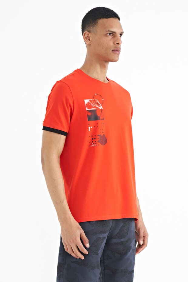 Fiesta Baskı O Yaka Detaylı Standart Form Erkek T-shirt - 88216