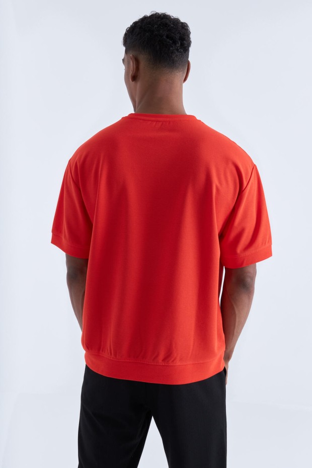 Fiesta Baskılı Yazı Nakışlı O Yaka Erkek Oversize T-Shirt - 88105
