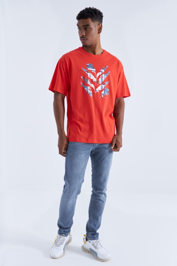 Fiesta Büyük Baskılı O Yaka Erkek Oversize T-Shirt - 88092