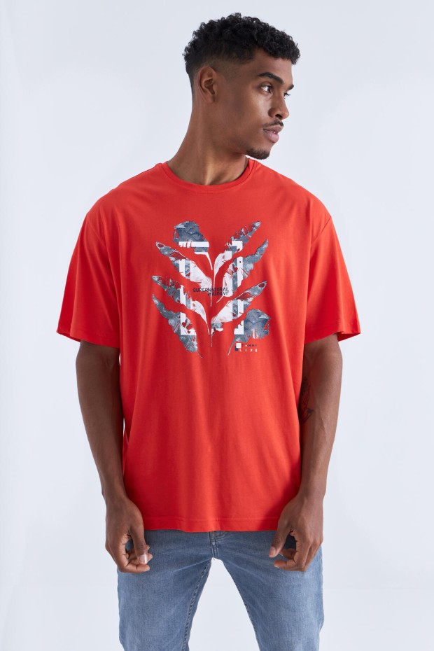 Fiesta Büyük Baskılı O Yaka Erkek Oversize T-Shirt - 88092