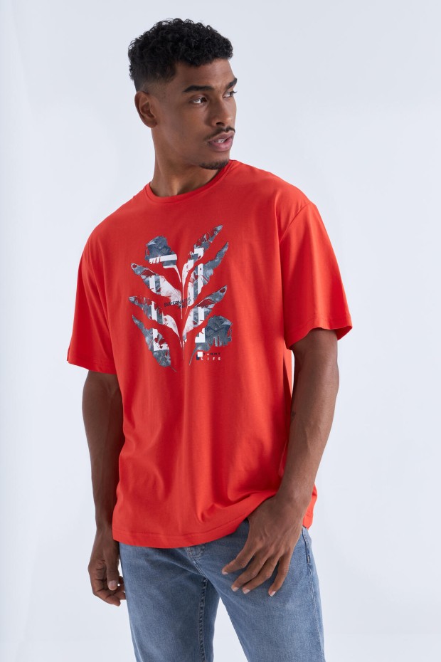 Fiesta Büyük Baskılı O Yaka Erkek Oversize T-Shirt - 88092