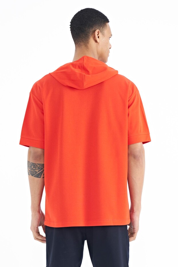 Fiesta Kapüşonlu Baskılı Kanguru Cepli Oversize Erkek T-shirt - 88196