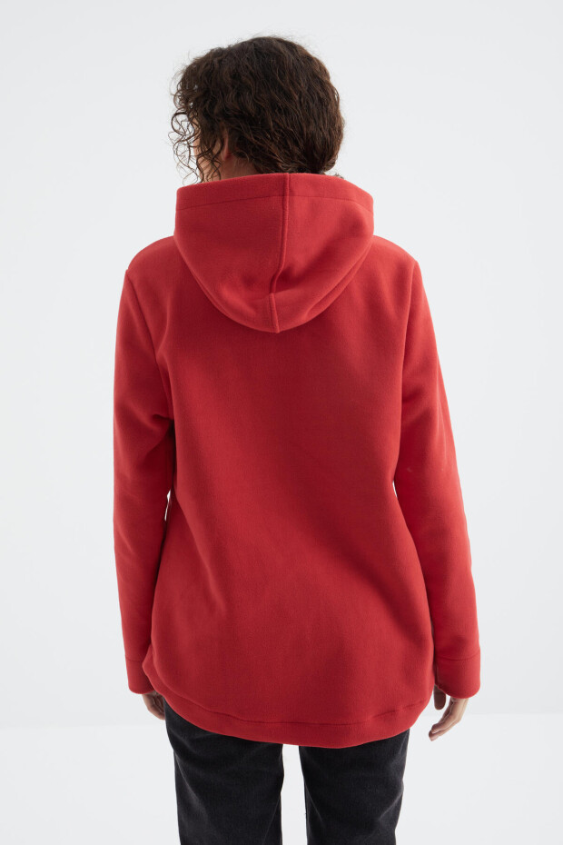 Fiesta Kapüşonlu Fermuarlı Rahat Form Kadın Polar Sweatshirt - 97233