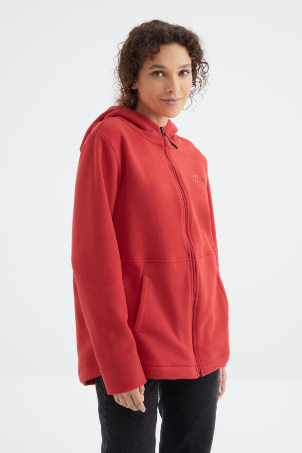 Fiesta Kapüşonlu Fermuarlı Rahat Form Kadın Polar Sweatshirt - 97233 - 5